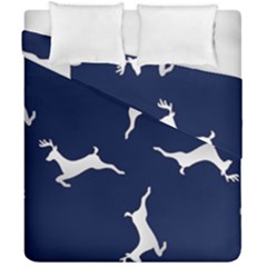 Silver Reindeer Blue Duvet Cover Double Side (california King Size) by TetiBright