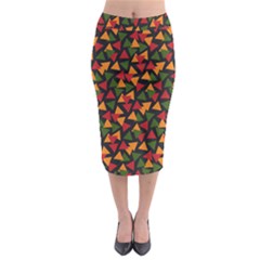 Ethiopian Triangles - Green, Yellow And Red Vibes Midi Pencil Skirt by ConteMonfreyShop