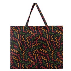 Ethiopian Inspired Doodles Abstract Zipper Large Tote Bag by ConteMonfreyShop