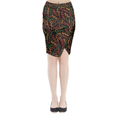 Ethiopian Inspired Doodles Abstract Midi Wrap Pencil Skirt by ConteMonfreyShop
