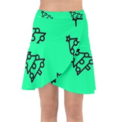 Tree With Ornaments Green Wrap Front Skirt by TetiBright