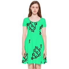 Tree With Ornaments Green Inside Out Cap Sleeve Dress by TetiBright