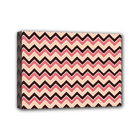 Geometric Pink Waves  Mini Canvas 7  X 5  (stretched) by ConteMonfreyShop