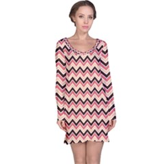 Geometric Pink Waves  Long Sleeve Nightdress by ConteMonfreyShop