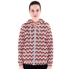 Geometric Pink Waves  Women s Zipper Hoodie by ConteMonfreyShop