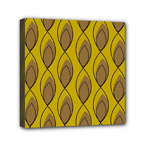 Yellow Brown Minimalist Leaves Mini Canvas 6  X 6  (stretched) by ConteMonfreyShop