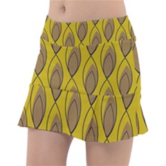 Yellow Brown Minimalist Leaves Classic Tennis Skirt