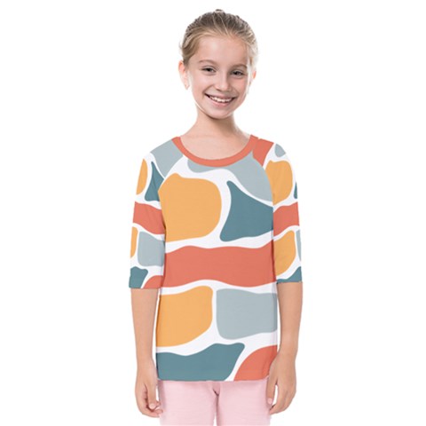 Geometric Bricks   Kids  Quarter Sleeve Raglan Tee by ConteMonfreyShop