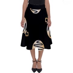 Gold Ornaments Black Perfect Length Midi Skirt by TetiBright