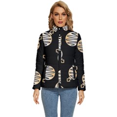 Gold Ornaments Black Women s Puffer Bubble Jacket Coat