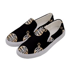 Gold Ornaments Black Women s Canvas Slip Ons by TetiBright