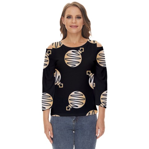 Gold Ornaments Black Cut Out Wide Sleeve Top by TetiBright