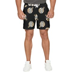 Gold Ornaments Black Men s Runner Shorts by TetiBright