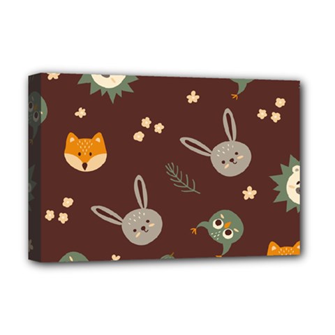 Rabbits, Owls And Cute Little Porcupines  Deluxe Canvas 18  X 12  (stretched) by ConteMonfreyShop