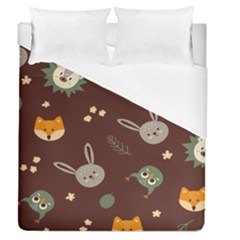 Rabbits, Owls And Cute Little Porcupines  Duvet Cover (queen Size) by ConteMonfreyShop