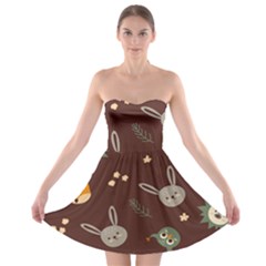 Rabbits, Owls And Cute Little Porcupines  Strapless Bra Top Dress by ConteMonfreyShop