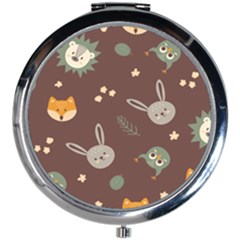 Rabbits, Owls And Cute Little Porcupines  Mini Round Mirror