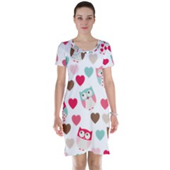 Lovely Owls Short Sleeve Nightdress by ConteMonfreyShop