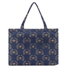 Blue Golden Bee   Zipper Medium Tote Bag by ConteMonfreyShop