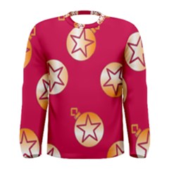 Orange Ornaments With Stars Pink Men s Long Sleeve Tee