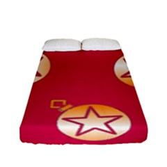 Orange Ornaments With Stars Pink Fitted Sheet (Full/ Double Size)