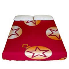 Orange Ornaments With Stars Pink Fitted Sheet (Queen Size)