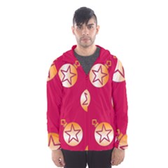 Orange Ornaments With Stars Pink Men s Hooded Windbreaker