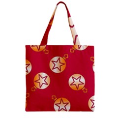 Orange Ornaments With Stars Pink Zipper Grocery Tote Bag