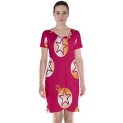 Orange Ornaments With Stars Pink Short Sleeve Nightdress