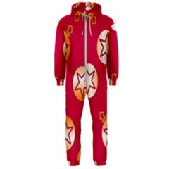 Orange Ornaments With Stars Pink Hooded Jumpsuit (Men)