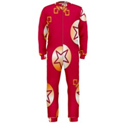 Orange Ornaments With Stars Pink OnePiece Jumpsuit (Men)