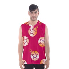 Orange Ornaments With Stars Pink Men s Basketball Tank Top