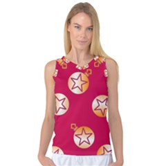 Orange Ornaments With Stars Pink Women s Basketball Tank Top
