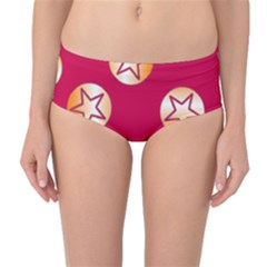 Orange Ornaments With Stars Pink Mid-Waist Bikini Bottoms