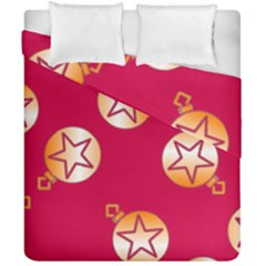 Orange Ornaments With Stars Pink Duvet Cover Double Side (California King Size)