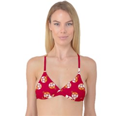 Orange Ornaments With Stars Pink Reversible Tri Bikini Top