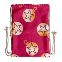 Orange Ornaments With Stars Pink Drawstring Bag (Large)