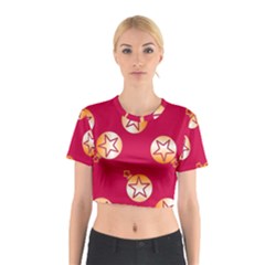 Orange Ornaments With Stars Pink Cotton Crop Top