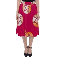 Orange Ornaments With Stars Pink Classic Midi Skirt