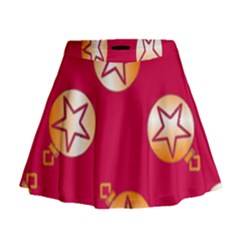 Orange Ornaments With Stars Pink Mini Flare Skirt