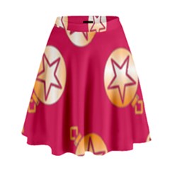 Orange Ornaments With Stars Pink High Waist Skirt