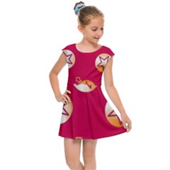 Orange Ornaments With Stars Pink Kids  Cap Sleeve Dress