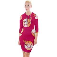 Orange Ornaments With Stars Pink Quarter Sleeve Hood Bodycon Dress