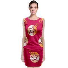 Orange Ornaments With Stars Pink Sleeveless Velvet Midi Dress