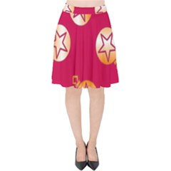 Orange Ornaments With Stars Pink Velvet High Waist Skirt