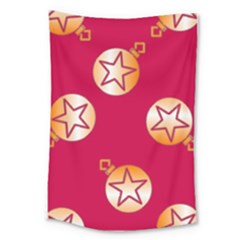 Orange Ornaments With Stars Pink Large Tapestry