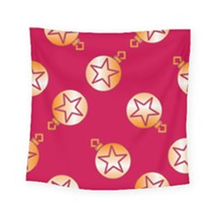Orange Ornaments With Stars Pink Square Tapestry (Small)