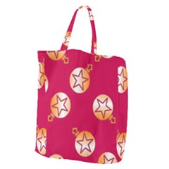Orange Ornaments With Stars Pink Giant Grocery Tote