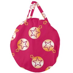 Orange Ornaments With Stars Pink Giant Round Zipper Tote