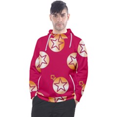 Orange Ornaments With Stars Pink Men s Pullover Hoodie